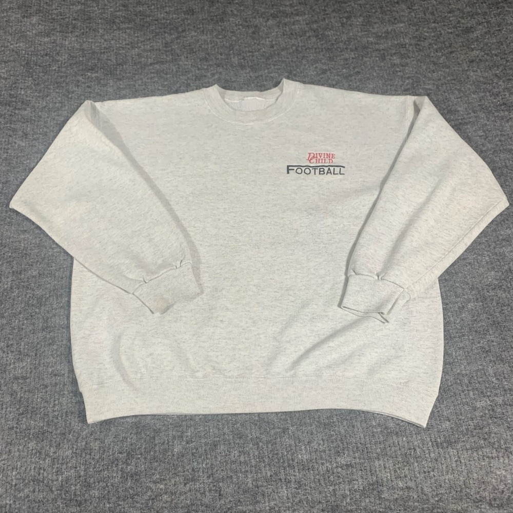 Vtg Lee Sweatshirt Mens XL Gray Pullover Religious Divine‎ Child Football 90s